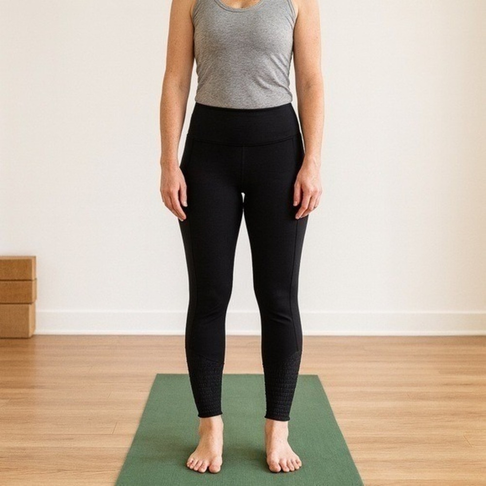 Free People Movement Black Ruched Hem Yoga Dance Leggings Athletic Comfort M